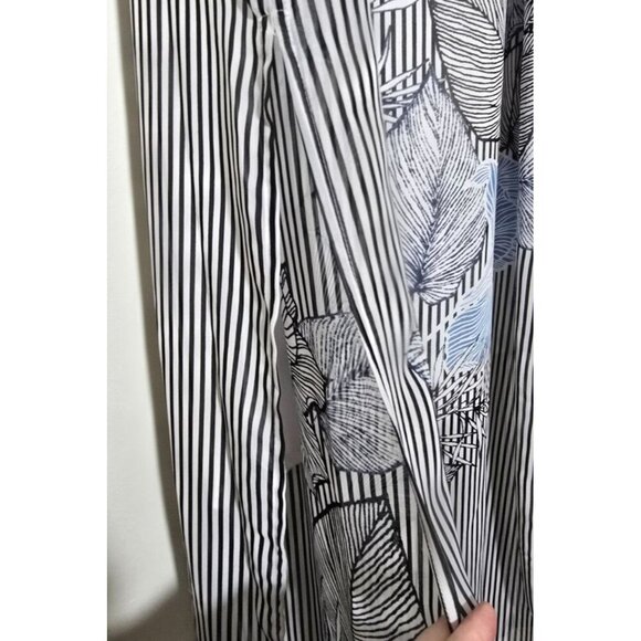 Vince Camuto Maxi Dress Medium Striped Floral Sundress Side Slit Artsy Classic - Picture 13 of 15